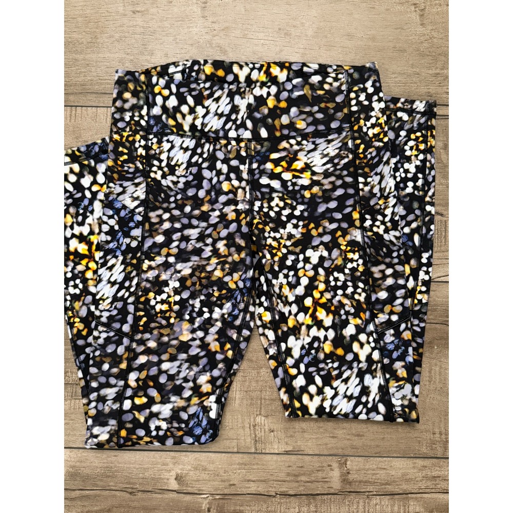 Lululemon Speed Up Tights Size 8 Seawheeze Dot Print Running Leggings Pockets